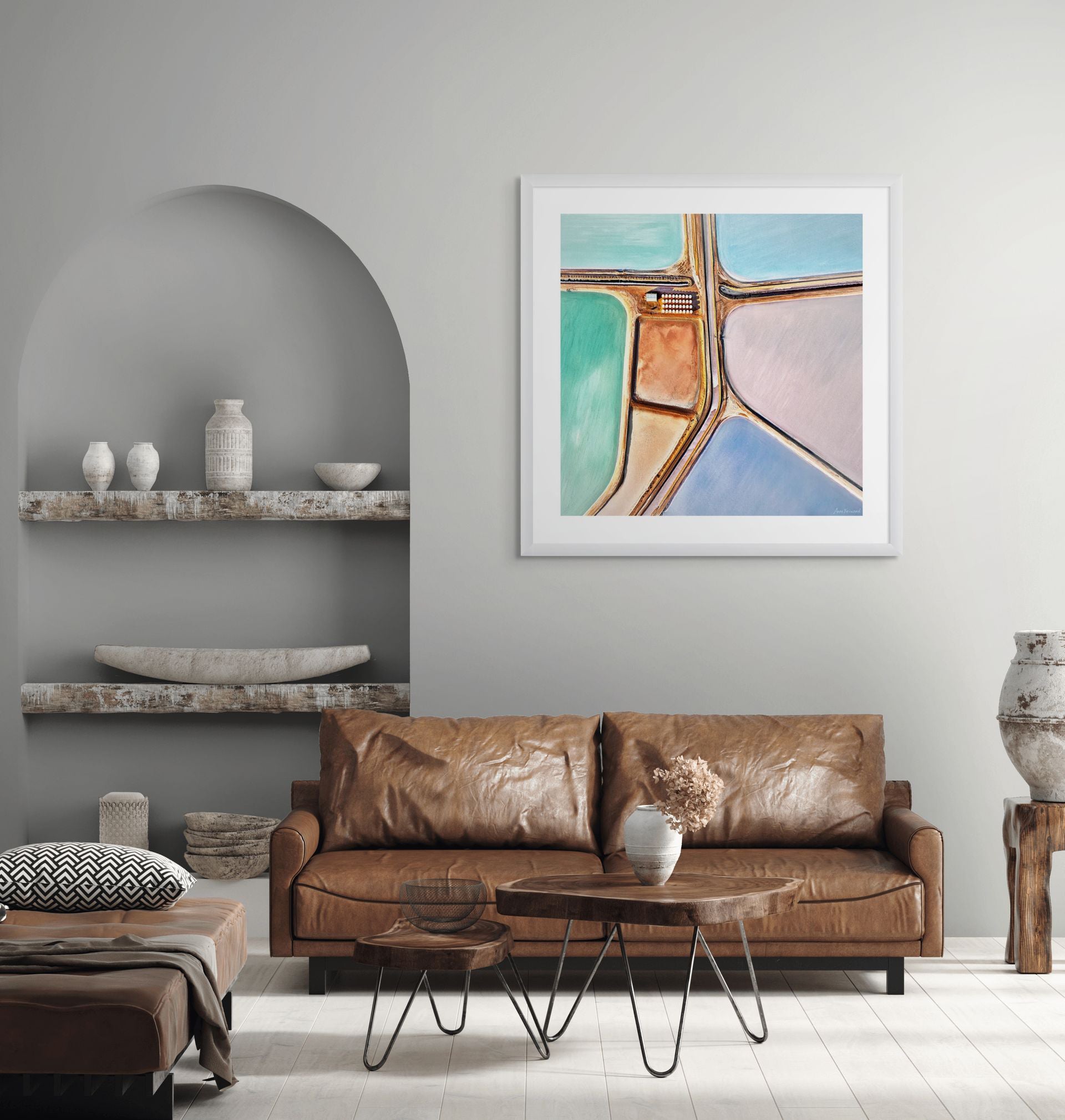 Turquoise and ochre colour fields