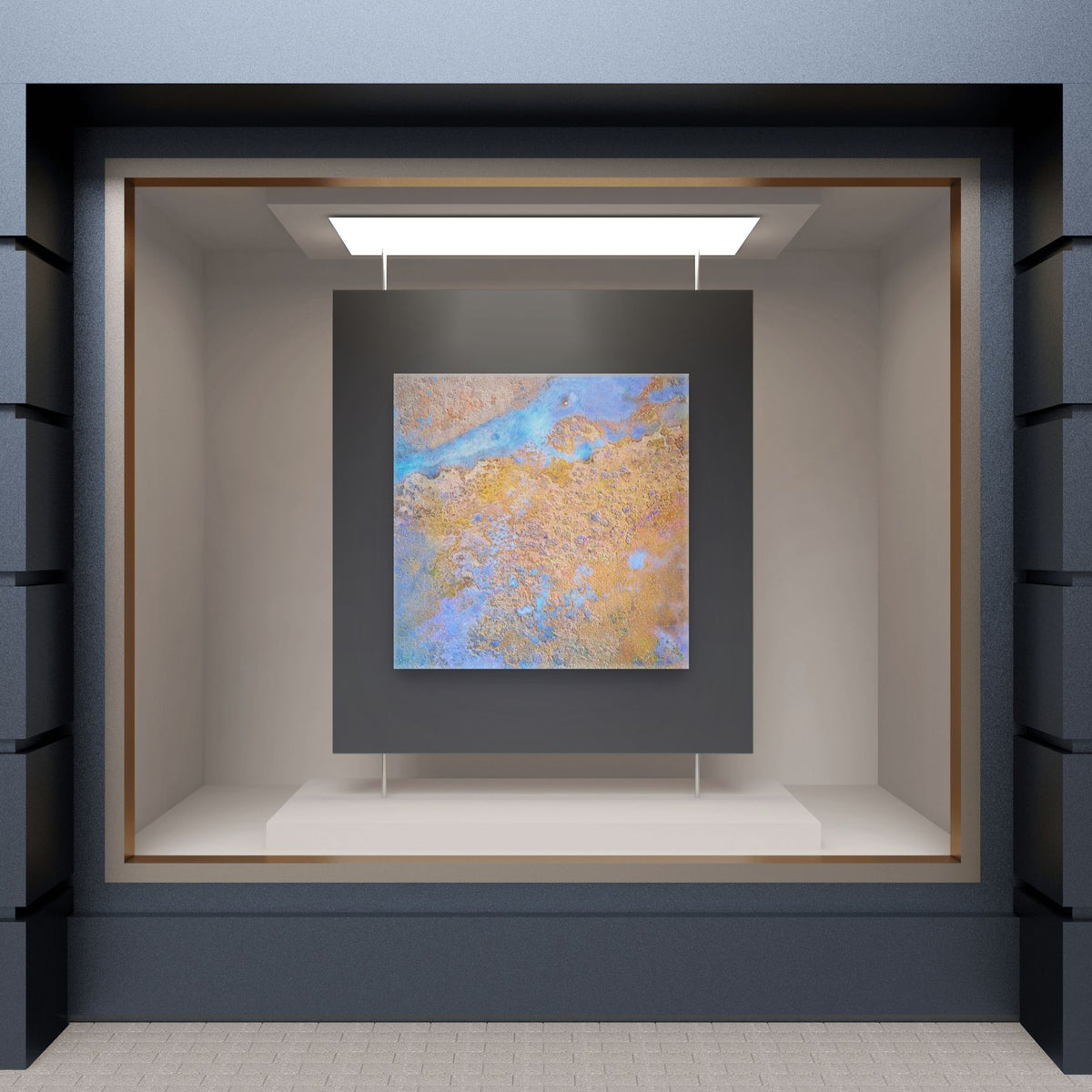 gold and blue abstract aerial landscape