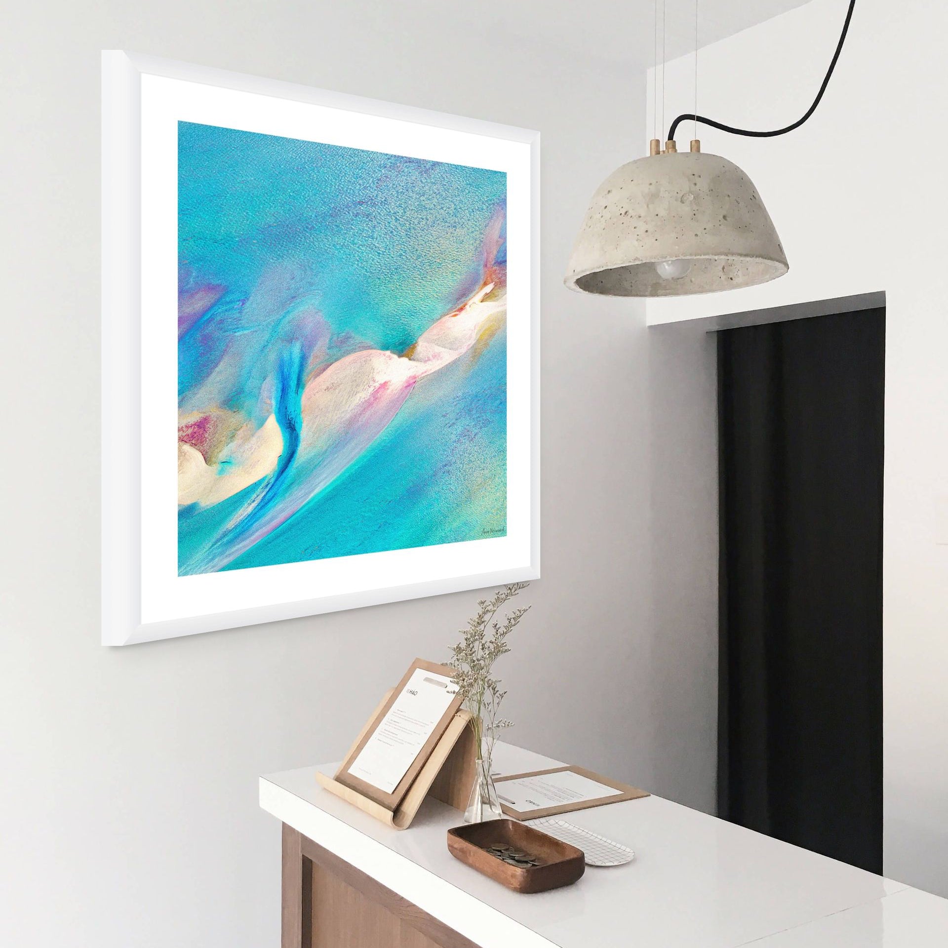 Turquoise and pink tidal currents art
