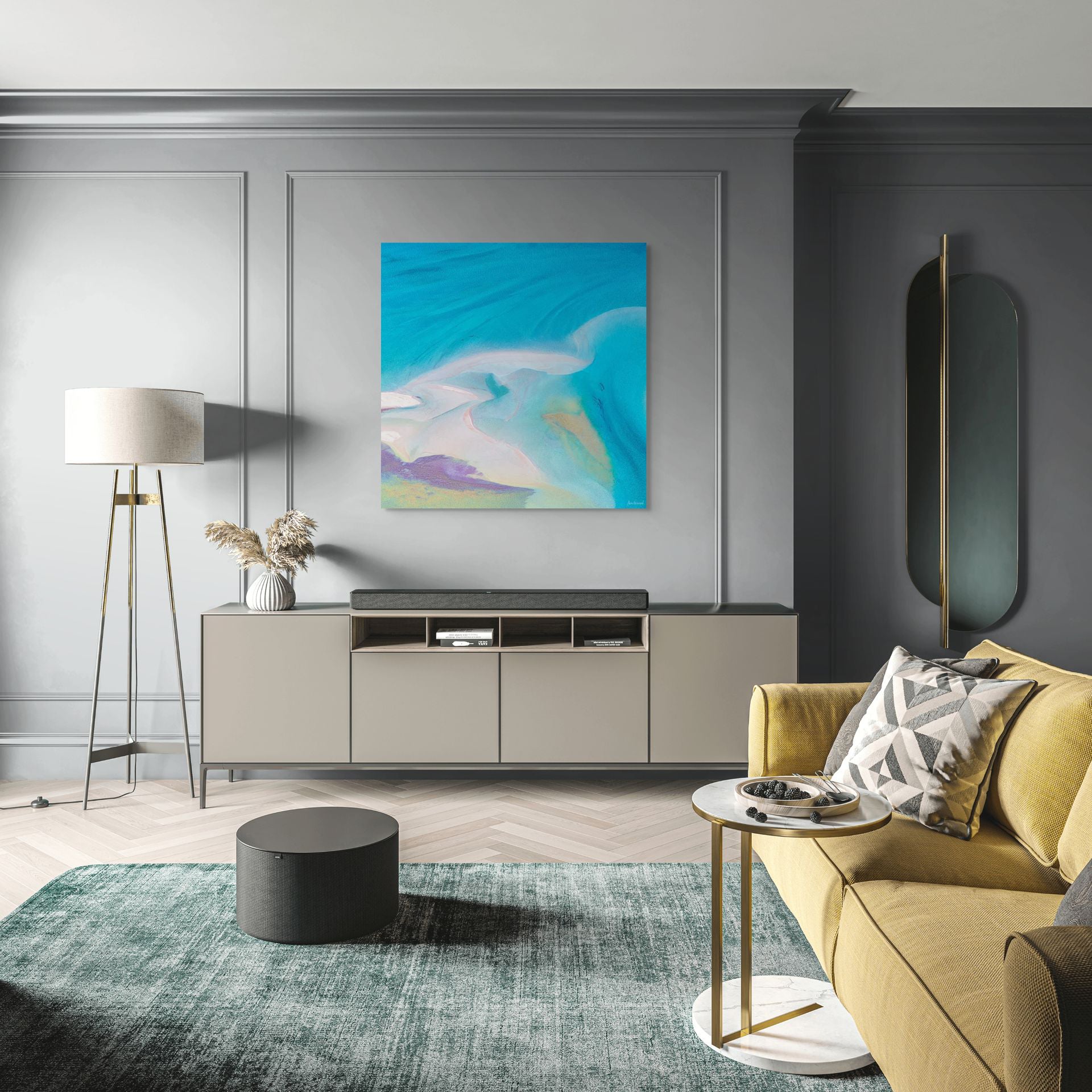 calm blue and sand aerial fine art