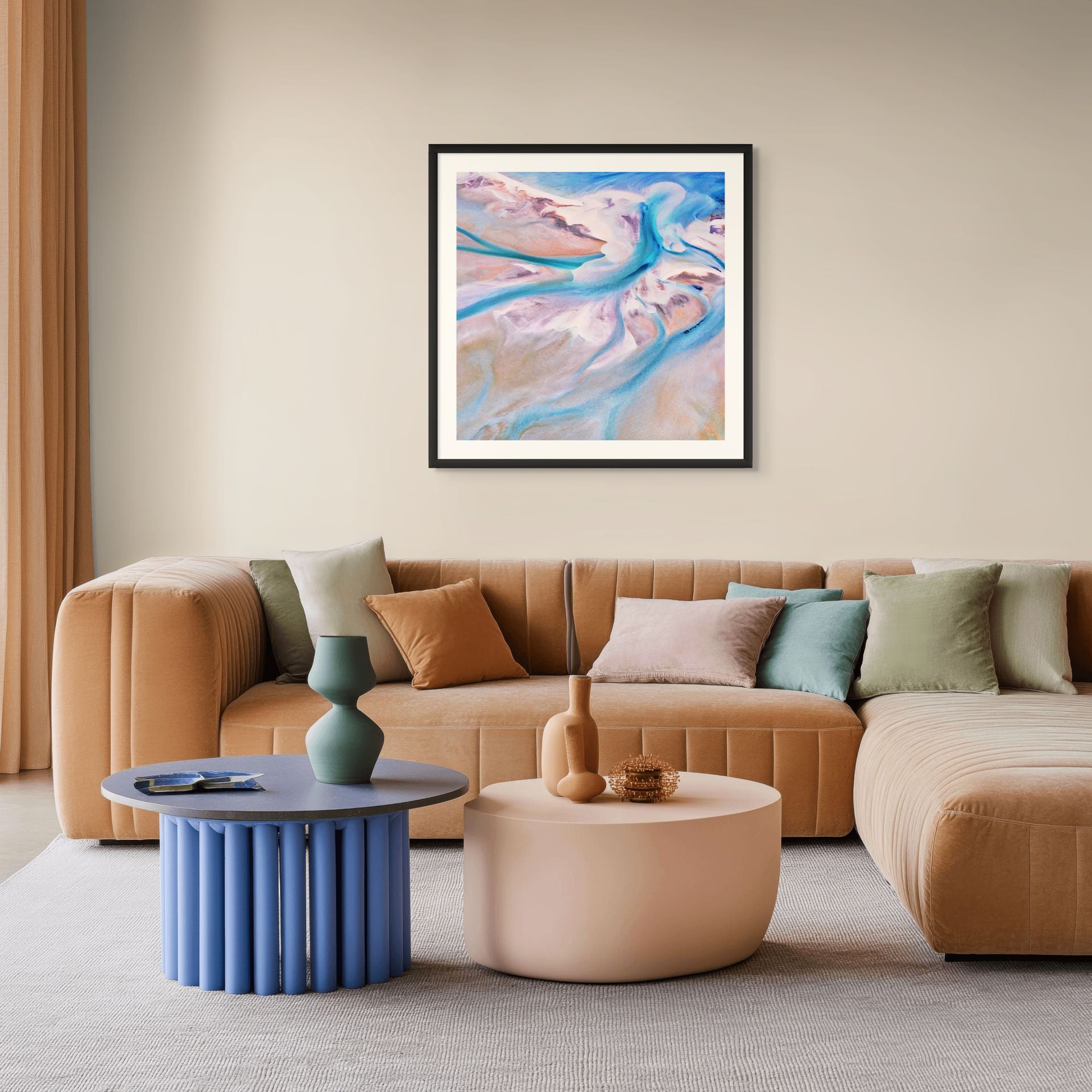 calming blue nature wall art