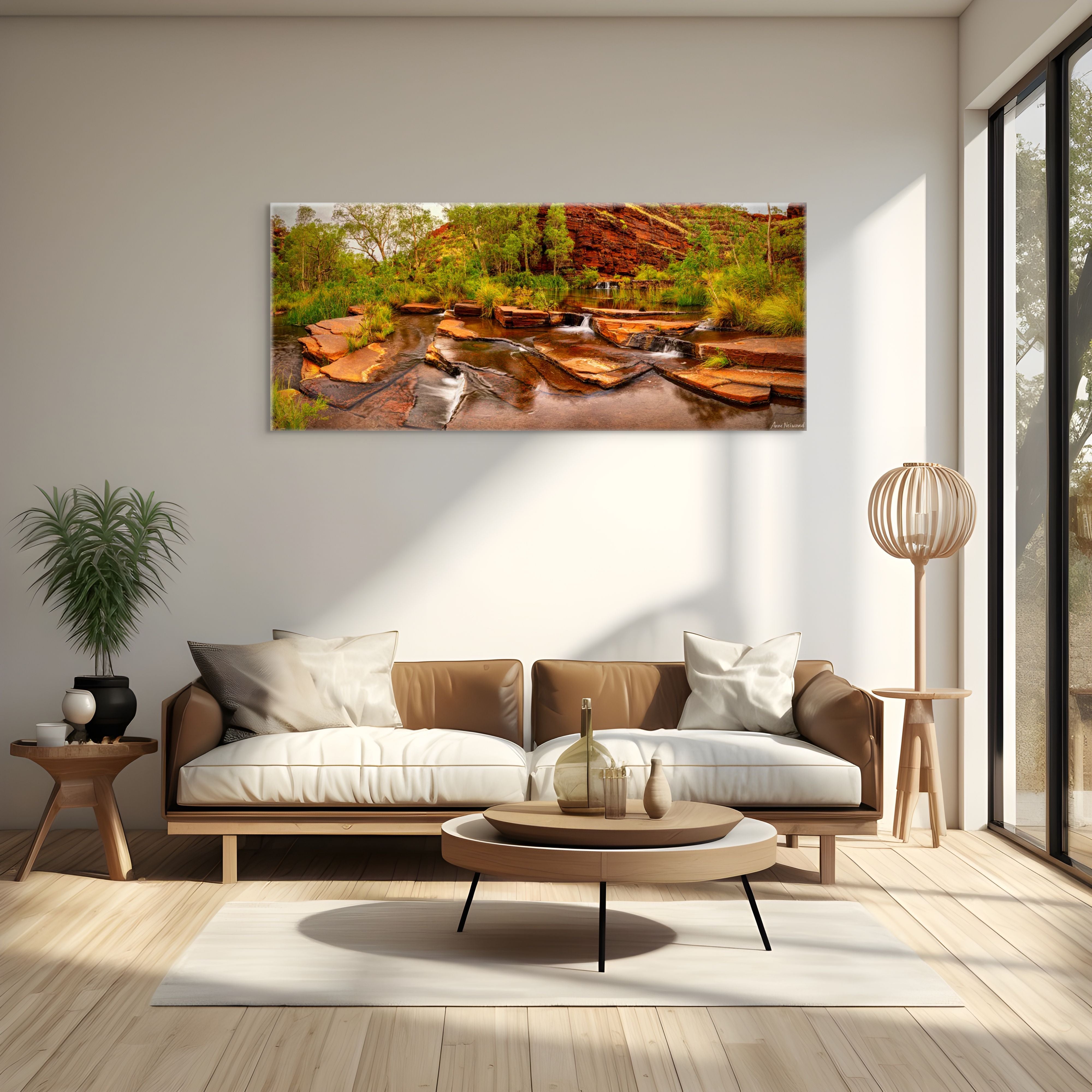 serene river scene with green foliage
