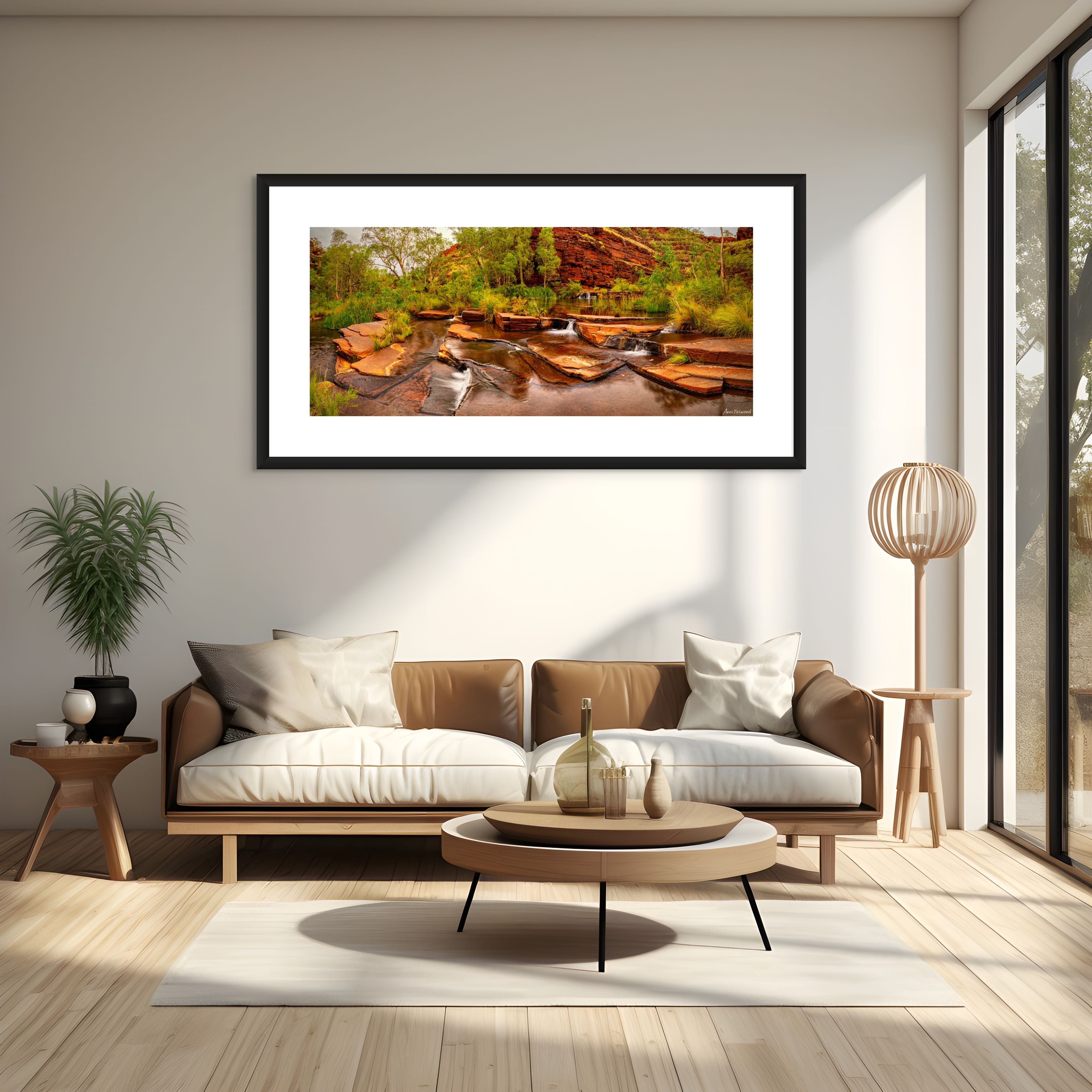 panoramic wall art cascading water