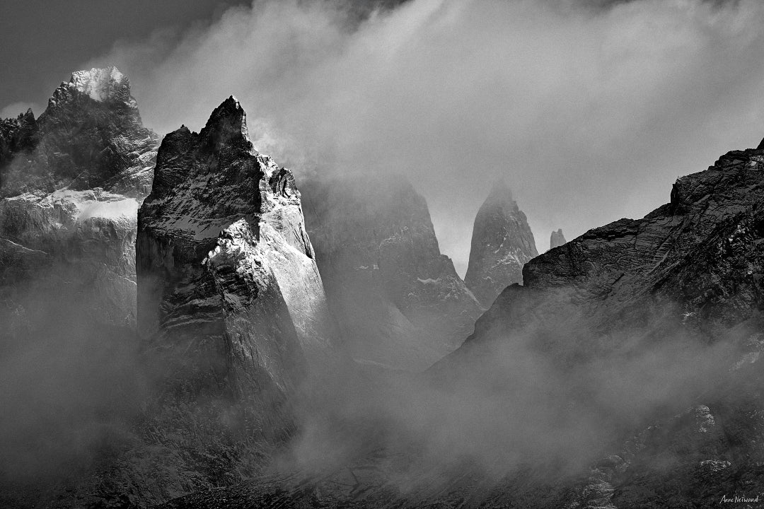 Black and white mountain landscape photograph