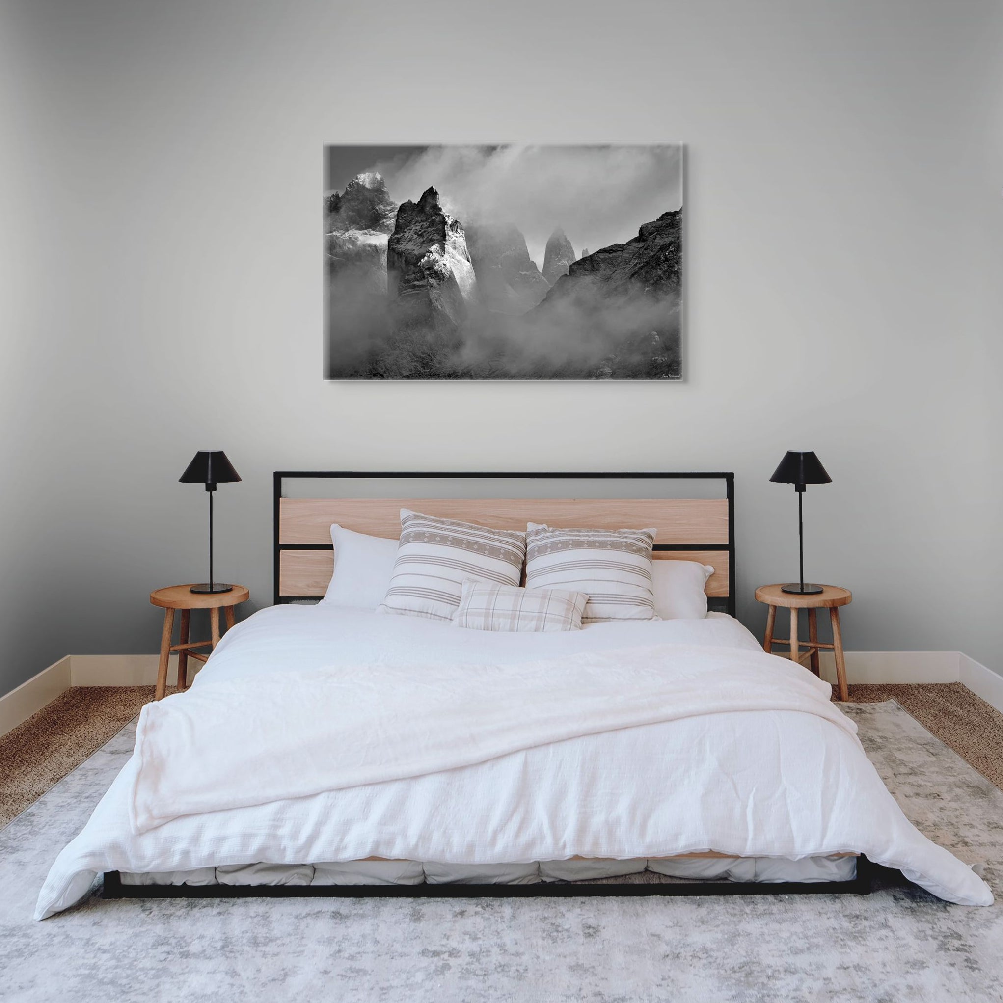 Patagonia mountain peaks in mist