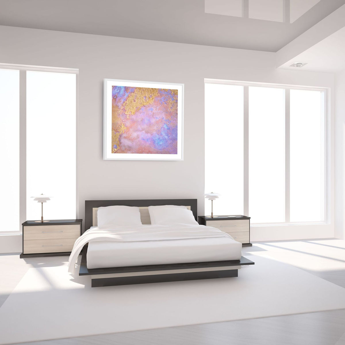 violet abstract landscape wall art